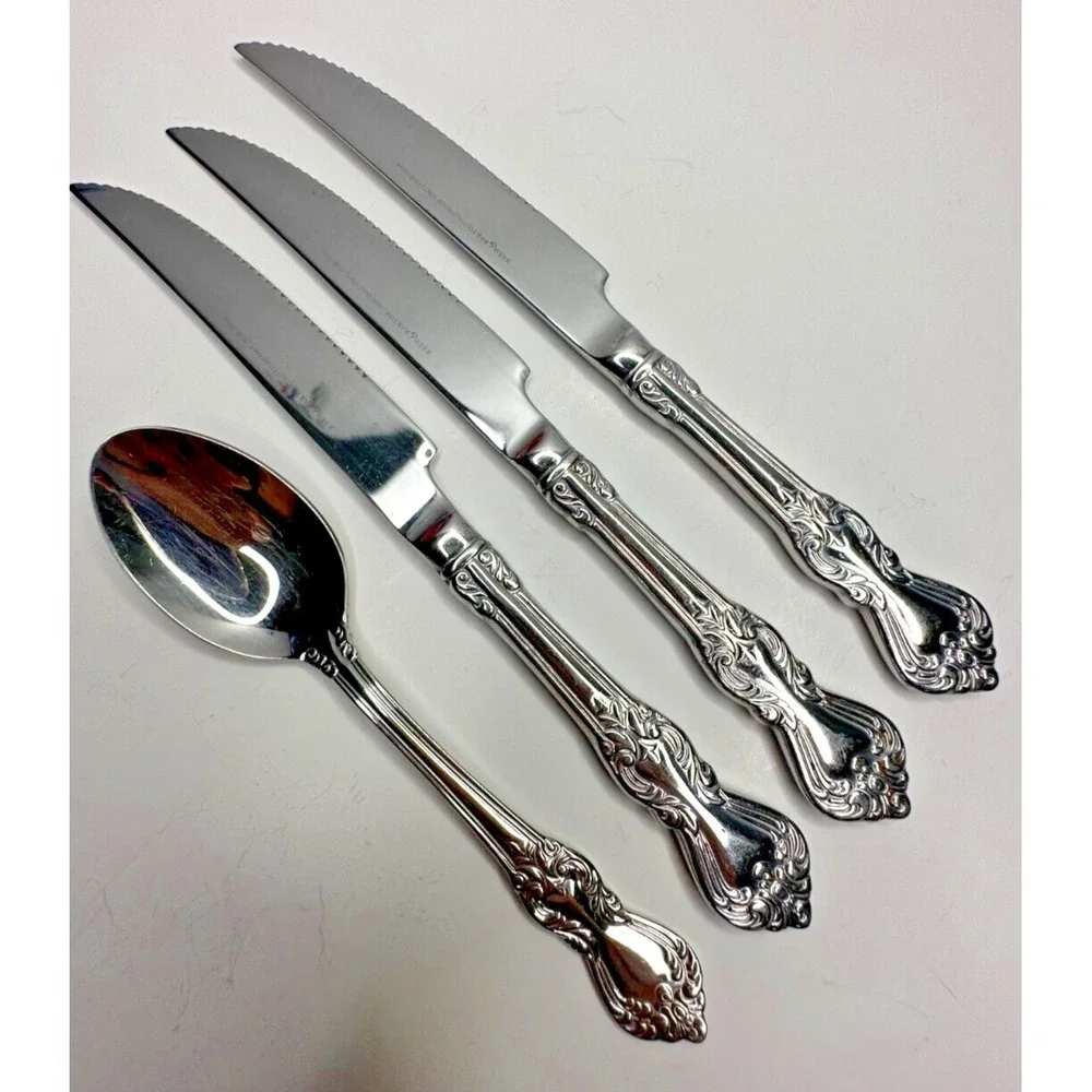 Reed & Barton Duchess of Malbough  Stainless Flatware 3 Dinner Knives 1 Teaspoon